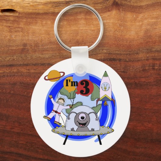 宇宙の第3誕生日のTシャツおよびギフト キーホルダー (正面)