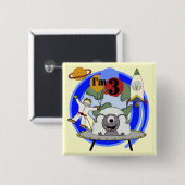 宇宙の第3誕生日のTシャツおよびギフト 缶バッジ (正面&裏面)