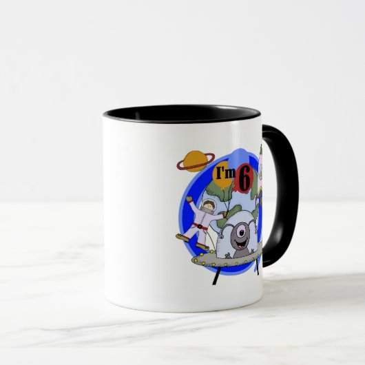 宇宙の第6誕生日のTシャツおよびギフト マグカップ (正面右)