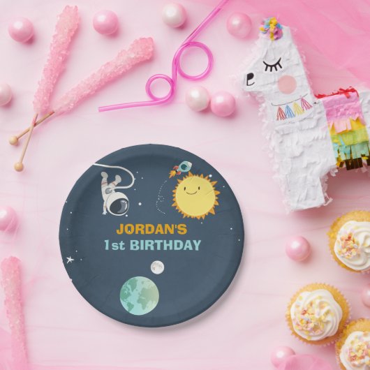 宇宙の紙皿の誕生日のロケットの宇宙飛行士 ペーパープレート (パーティー)