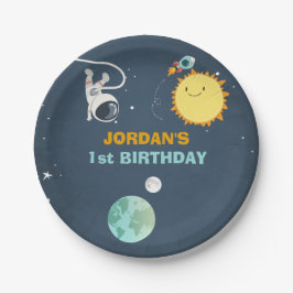 宇宙の紙皿の誕生日のロケットの宇宙飛行士 ペーパープレート