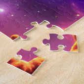 宇宙の紫色のピンクと緑の魔法宇宙の空 ジグソーパズル (側面)