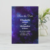 宇宙の結婚式　保存日。夜の星。ネイビー 招待状 (スタンド正面)