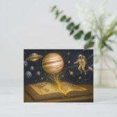 宇宙の絵本から浮かぶ宇宙飛行士 シーズンポストカード (スタンド正面)