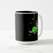 宇宙の緑と赤のパラショロフォスディノス ツートーンマグカップ (正面右)