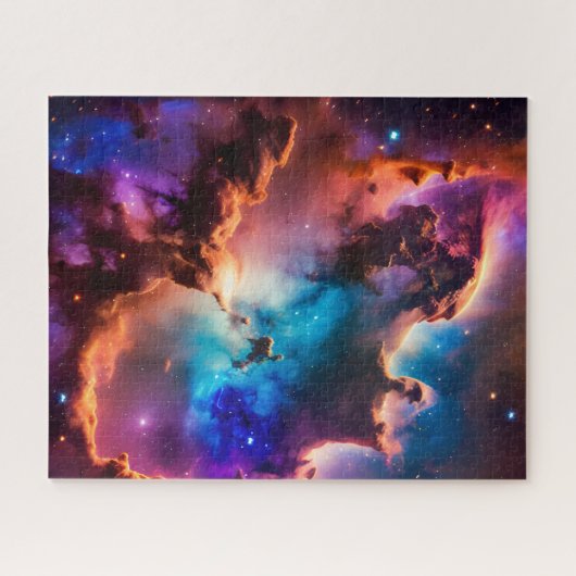 宇宙の緑のピンクと紫の魔法の無限の空 ジグソーパズル (横)