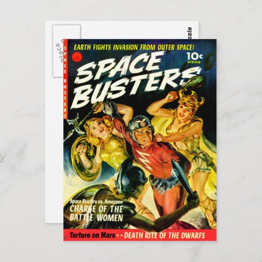 宇宙の美しいエイリアン女性への侵略 ポストカード (正面/裏面)