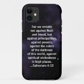 宇宙の背景のEphesiansの6:12の聖書の詩 Case-Mate iPhoneケース (裏面)