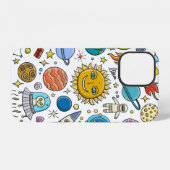 宇宙の背景。太陽系の惑星。ロック iPhoneケース (裏面横)