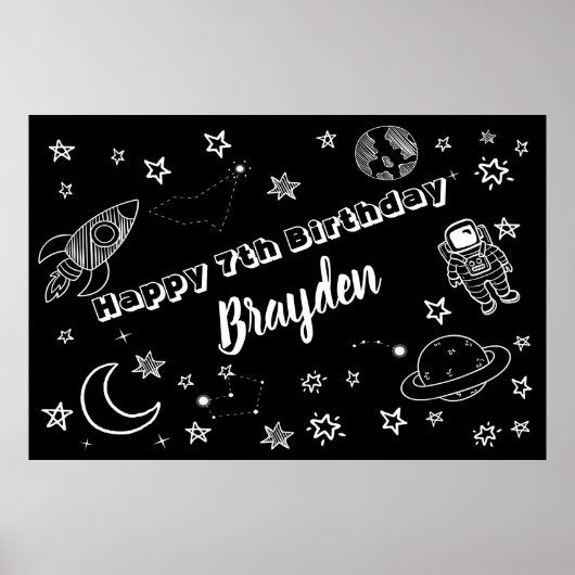 宇宙の背景 宇宙から飛び出せ！パーティーサイン ポスター (正面)