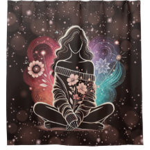 宇宙の花の夢の中の穏やかな女性