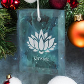 宇宙の蓮の花ティール（緑がかった色） ガラスオーナメント