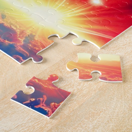 宇宙の虹が藍色の雲の上にホバーファンタジー ジグソーパズル (側面)