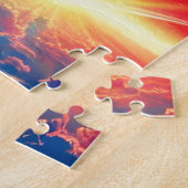 宇宙の虹の上のファンタジーインディゴクラウドシーン ジグソーパズル (側面)