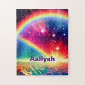 宇宙の虹の上のファンタジーインディゴクラウドシーン ジグソーパズル (縦)