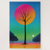 宇宙の虹の空の下の鮮やかな木 ジグソーパズル (縦)