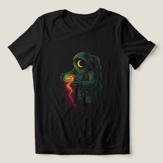 宇宙の螺旋を持つ宇宙飛行士 トライブレンドＴシャツ (デザイン正面)