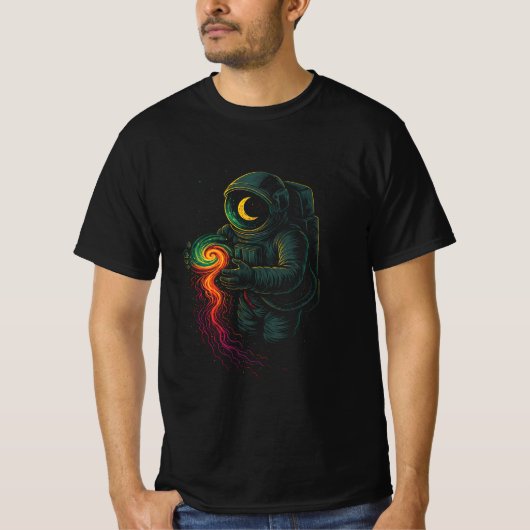 宇宙の螺旋を操る宇宙飛行士 Tシャツ (正面)