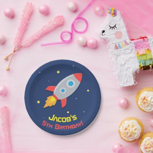 宇宙の誕生会の供給のロケットの船 ペーパープレート (パーティー)