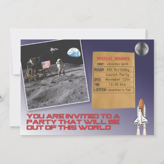 宇宙の誕生会 招待状 (正面)