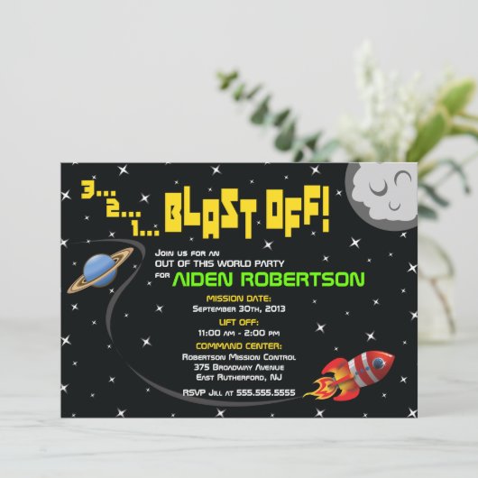 宇宙の誕生日の招待状に発破を掛けて下さい 招待状 (スタンド正面)