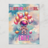 宇宙の誕生日ガール フライトクルー ポストカード (正面)