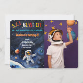 宇宙の誕生日パーティーの写真 招待状 (正面)