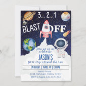 宇宙の誕生日パーティーへの招待状 招待状 (正面)