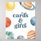 宇宙の誕生日パーティーカードとギフトサイン ポスター (正面)