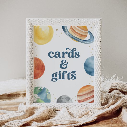 宇宙の誕生日パーティーカードとギフトサイン ポスター