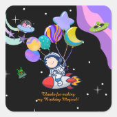 宇宙の誕生日パーティーテーマ | 銀河テーマの装飾 スクエアシール (正面)