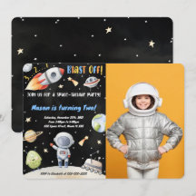 宇宙の誕生日写真招待状