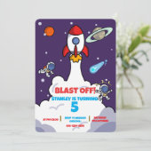 宇宙の誕生日招待状 - ロケット宇宙船パーティーの招待状 招待状 (スタンド正面)