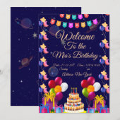 宇宙の誕生日招待状|宇宙飛行士の銀河パーティー シーズンカード (正面/裏面)