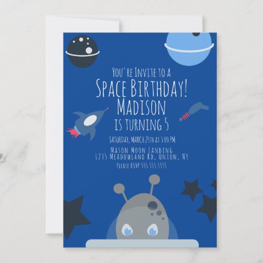 宇宙の誕生日 エイリアンをテーマにした招待状 招待状 (正面)