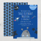 宇宙の誕生日 エイリアンをテーマにした招待状 招待状 (正面/裏面)