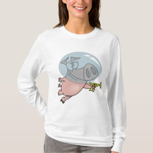 宇宙の豚 レイガン 宇宙飛行士のユーモア Tシャツ