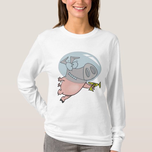 宇宙の豚 レイガン 宇宙飛行士のユーモア Tシャツ (正面)