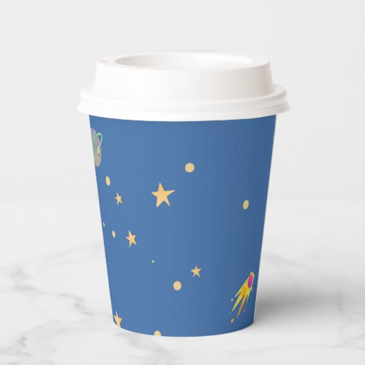 宇宙の赤ちゃんシャワーかわいい猫男女兼用、 紙コップ (裏面)