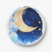 宇宙の赤ちゃんシャワームーンアンドスターインスパイアズ ペーパープレート (正面)