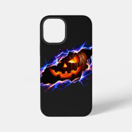 宇宙の輝きのハロウィンパンプキンの裂け目 iPhone 12 MINIケース