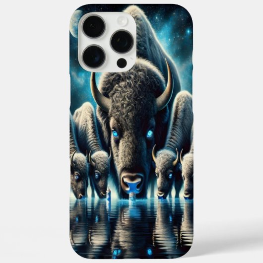 宇宙の輝きの下で飲むバフィファロのビゾン Case-Mate iPhoneケース (裏面)