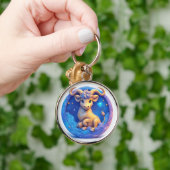 宇宙の輪の中の可愛い金牛座 キーホルダー (手)