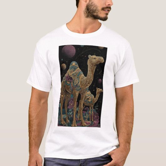 宇宙の金のラクダのデュオ Tシャツ (正面)