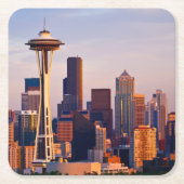 宇宙の針はシアトルの薄暗がりにタワーです スクエアペーパーコースター (正面)