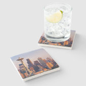 宇宙の針はシアトルの薄暗がりにタワーです ストーンコースター (横)