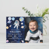 宇宙の銀河の少年 1歳の誕生日パーティー招待状 招待状 (スタンド正面)