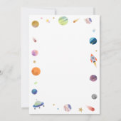 宇宙の銀河惑星ベビーシャワー 招待状 (裏面)