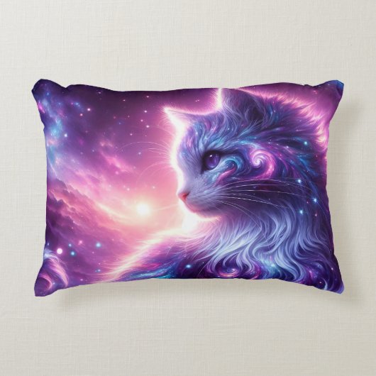 宇宙の銀河神秘的な猫の天体 アクセントクッション (正面)