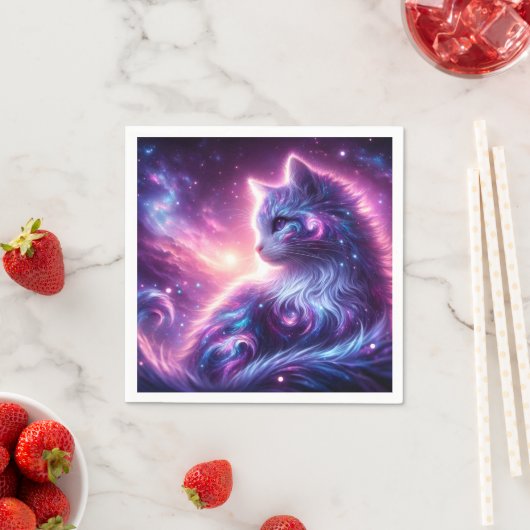 宇宙の銀河神秘的な猫の天体 スタンダードカクテルナプキン (インサイチュ)